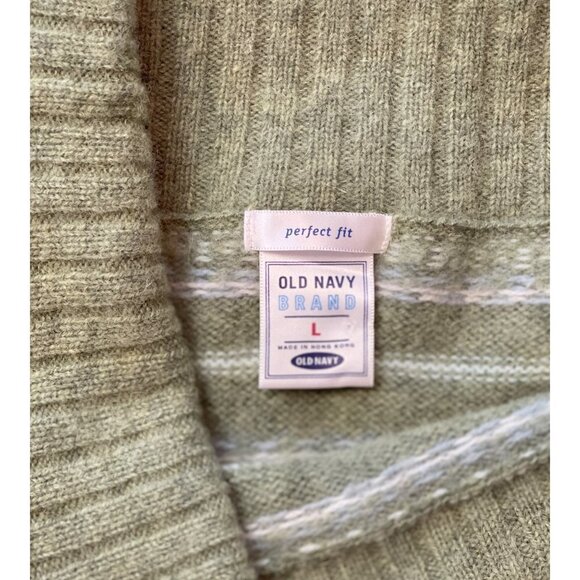 OLD NAVY BRAND Nordic Lambswool Cowl Neck Sweater Women's Large Sage Striped EUC - Picture 4 of 11
